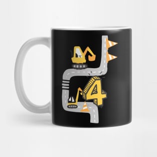 4. Geburtstag vier Jahre alt Bagger Geburtstagsgeschenk Mug